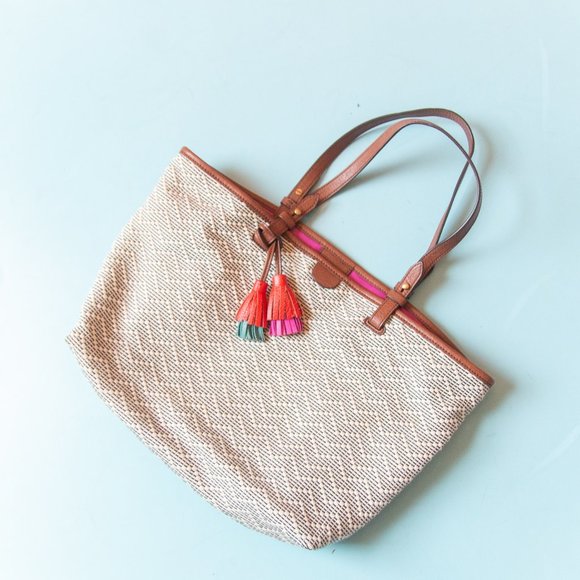 Fossil Bags Fossil Rachel Gray White Vegan Leather Cotton Knit Zig